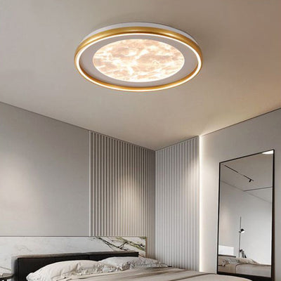 Modern Minimalist Round Cloud Iron Acrylic LED Flush Mount Ceiling Light For Bedroom