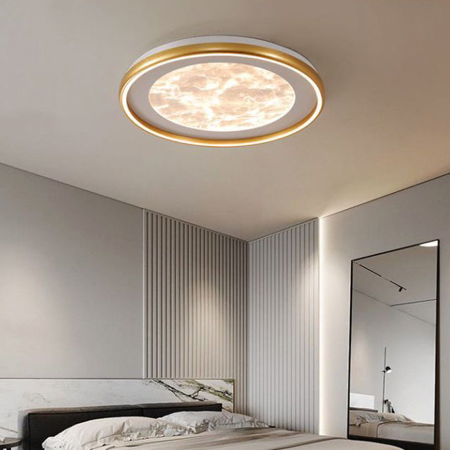 Modern Minimalist Round Cloud Iron Acrylic LED Flush Mount Ceiling Light For Bedroom