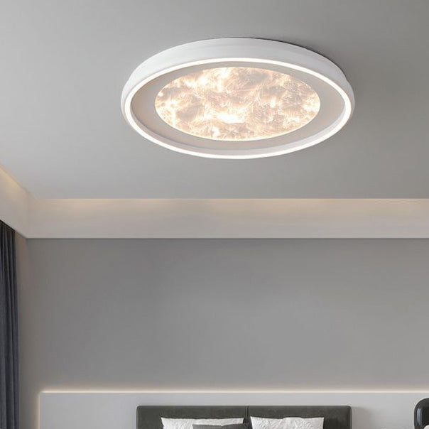 Modern Minimalist Round Cloud Iron Acrylic LED Flush Mount Ceiling Light For Bedroom