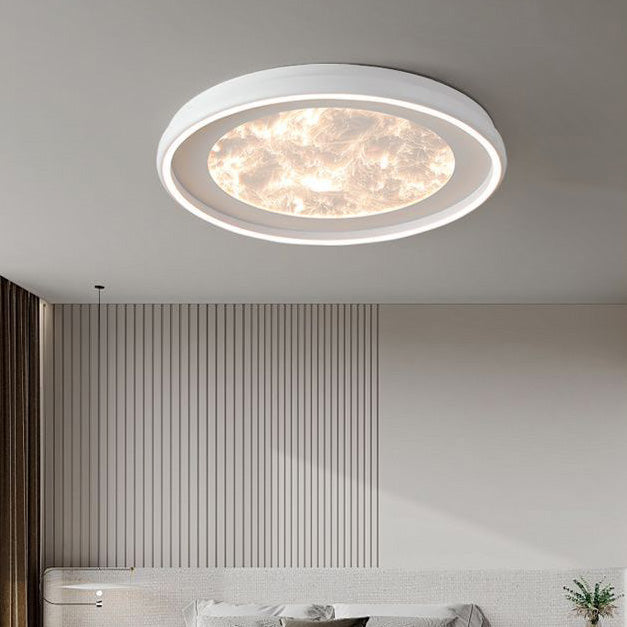 Modern Minimalist Round Cloud Iron Acrylic LED Flush Mount Ceiling Light For Bedroom