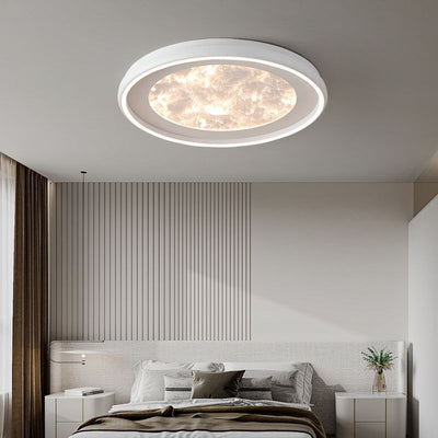 Modern Minimalist Round Cloud Iron Acrylic LED Flush Mount Ceiling Light For Bedroom