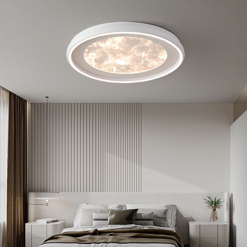 Modern Minimalist Round Cloud Iron Acrylic LED Flush Mount Ceiling Light For Bedroom