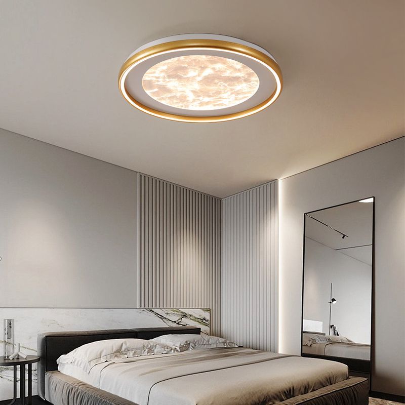 Modern Minimalist Round Cloud Iron Acrylic LED Flush Mount Ceiling Light For Bedroom