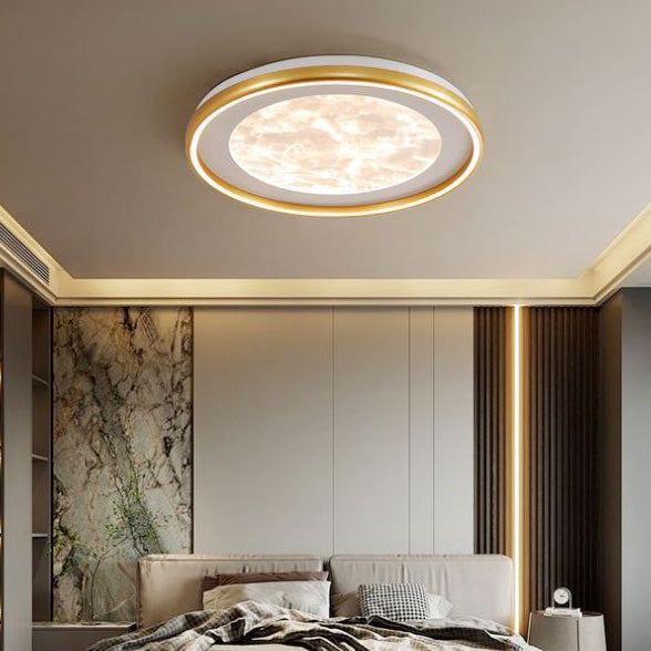 Modern Minimalist Round Cloud Iron Acrylic LED Flush Mount Ceiling Light For Bedroom