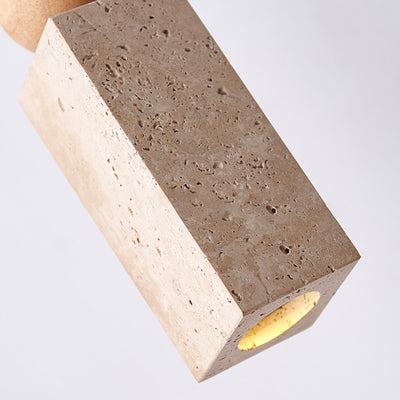 Contemporary Creative Linear Wooden Yellow Travertine 1-Light Pendant Light For Living Room