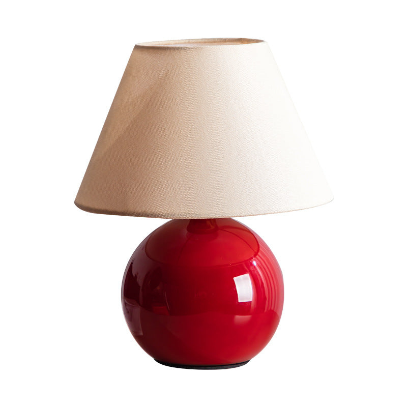 Modern Minimalist Chestnut-Shaped Base Trapezoidal Lampshade Fabric Glass 1-Light Table Lamp For Bedroom