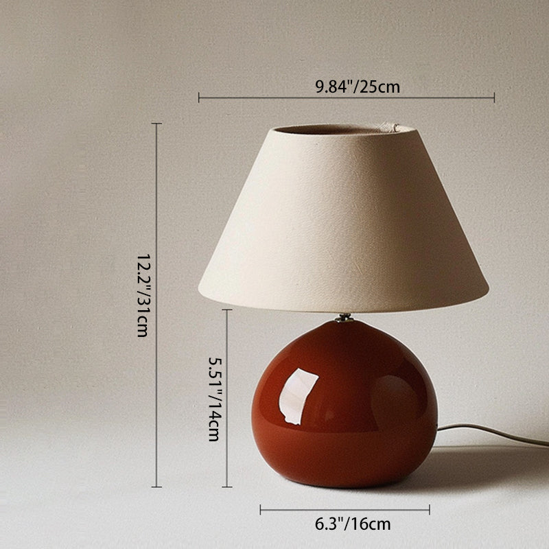 Modern Minimalist Chestnut-Shaped Base Trapezoidal Lampshade Fabric Glass 1-Light Table Lamp For Bedroom