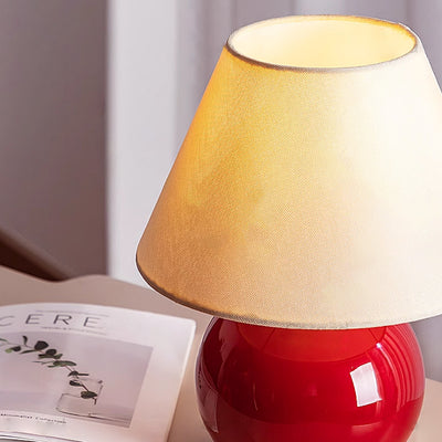 Modern Minimalist Chestnut-Shaped Base Trapezoidal Lampshade Fabric Glass 1-Light Table Lamp For Bedroom