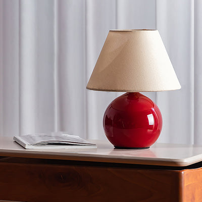 Modern Minimalist Chestnut-Shaped Base Trapezoidal Lampshade Fabric Glass 1-Light Table Lamp For Bedroom