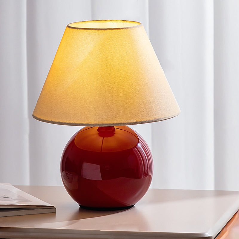 Modern Minimalist Chestnut-Shaped Base Trapezoidal Lampshade Fabric Glass 1-Light Table Lamp For Bedroom