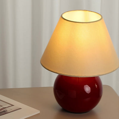 Modern Minimalist Chestnut-Shaped Base Trapezoidal Lampshade Fabric Glass 1-Light Table Lamp For Bedroom