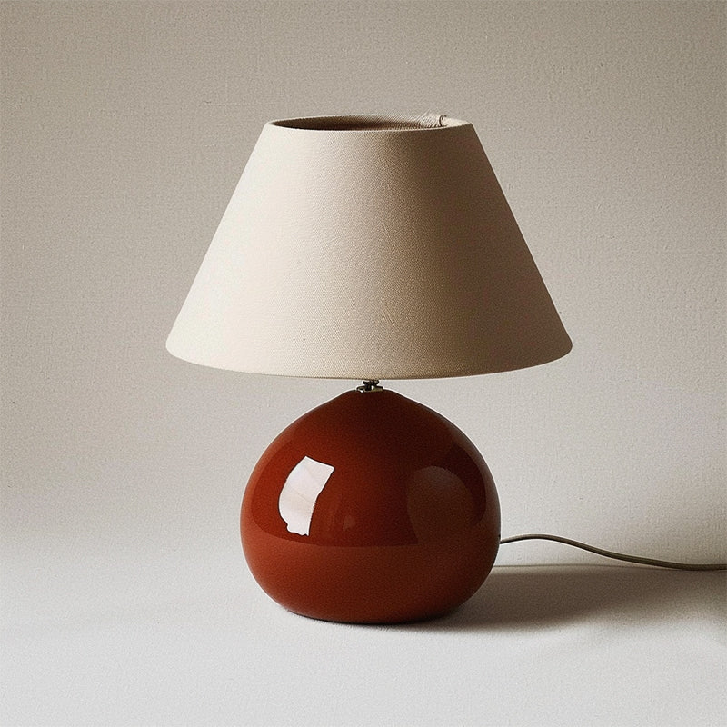 Modern Minimalist Chestnut-Shaped Base Trapezoidal Lampshade Fabric Glass 1-Light Table Lamp For Bedroom