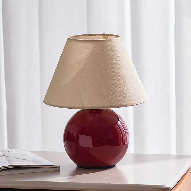 Modern Minimalist Chestnut-Shaped Base Trapezoidal Lampshade Fabric Glass 1-Light Table Lamp For Bedroom