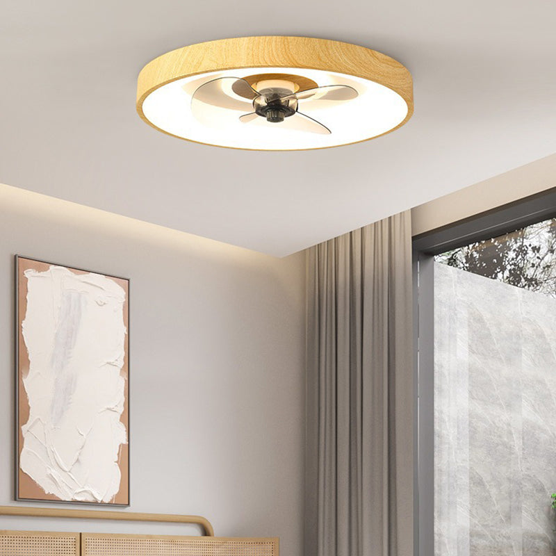 Contemporary Creative Round Square Iron Acrylic Plastic LED Flush Mount Ceiling Fan Light For Bedroom
