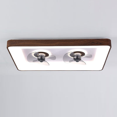 Contemporary Creative Round Square Iron Acrylic Plastic LED Flush Mount Ceiling Fan Light For Bedroom