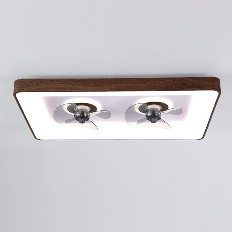 Contemporary Creative Round Square Iron Acrylic Plastic LED Flush Mount Ceiling Fan Light For Bedroom