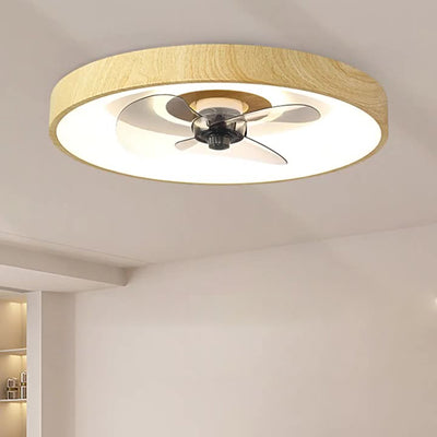 Contemporary Creative Round Square Iron Acrylic Plastic LED Flush Mount Ceiling Fan Light For Bedroom