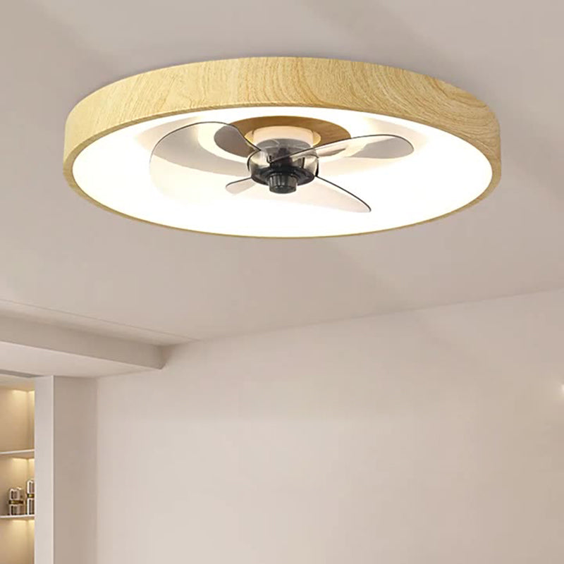 Contemporary Creative Round Square Iron Acrylic Plastic LED Flush Mount Ceiling Fan Light For Bedroom