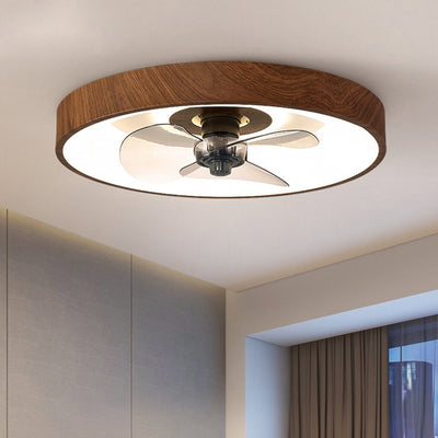 Contemporary Creative Round Square Iron Acrylic Plastic LED Flush Mount Ceiling Fan Light For Bedroom