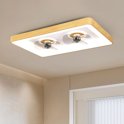 Contemporary Creative Round Square Iron Acrylic Plastic LED Flush Mount Ceiling Fan Light For Bedroom