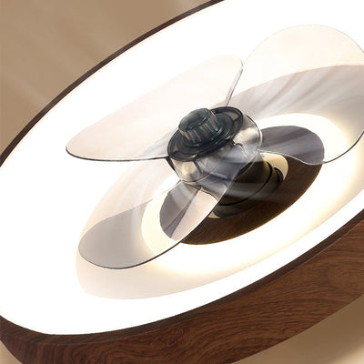Contemporary Creative Round Square Iron Acrylic Plastic LED Flush Mount Ceiling Fan Light For Bedroom