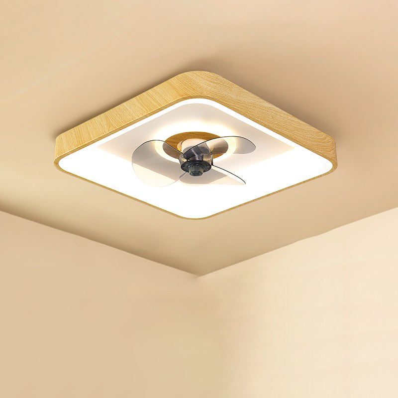 Contemporary Creative Round Square Iron Acrylic Plastic LED Flush Mount Ceiling Fan Light For Bedroom