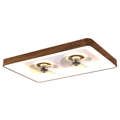 Contemporary Creative Round Square Iron Acrylic Plastic LED Flush Mount Ceiling Fan Light For Bedroom