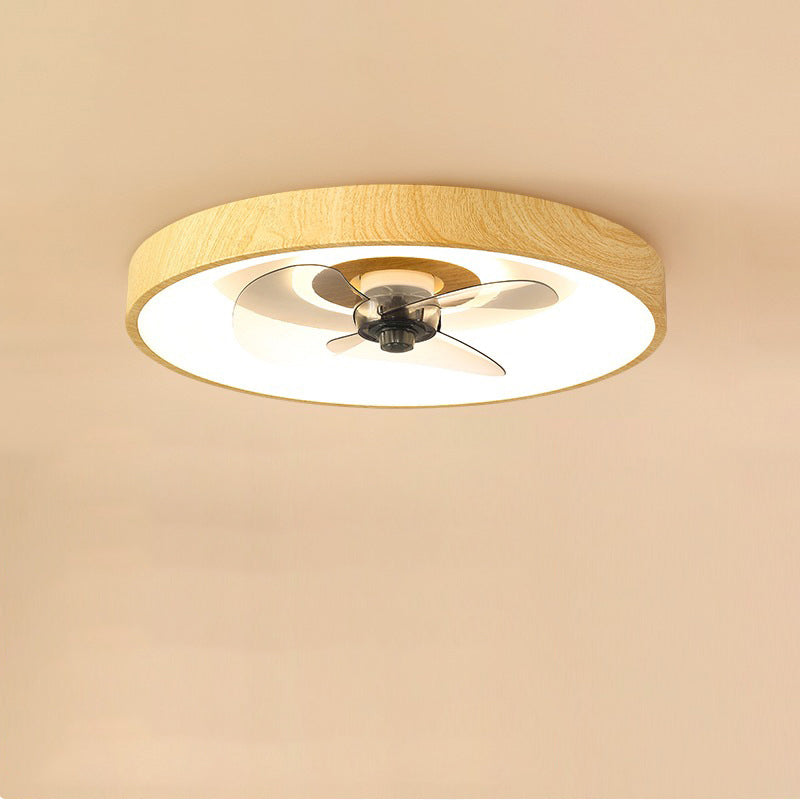 Contemporary Creative Round Square Iron Acrylic Plastic LED Flush Mount Ceiling Fan Light For Bedroom