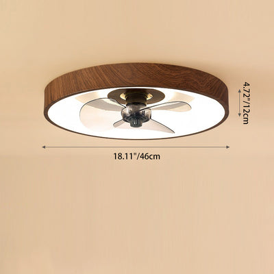 Contemporary Creative Round Square Iron Acrylic Plastic LED Flush Mount Ceiling Fan Light For Bedroom
