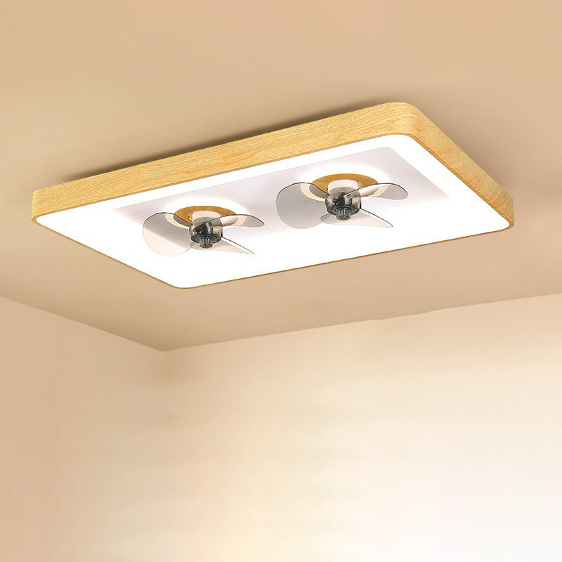 Contemporary Creative Round Square Iron Acrylic Plastic LED Flush Mount Ceiling Fan Light For Bedroom