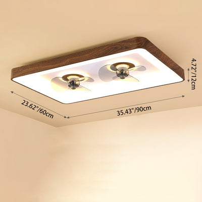 Contemporary Creative Round Square Iron Acrylic Plastic LED Flush Mount Ceiling Fan Light For Bedroom