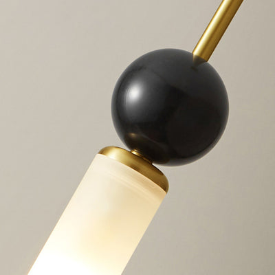 Modern Minimalist Linear Cylindrical Spherical Marble Copper Acrylic 1-Light Pendant Light For Bedroom