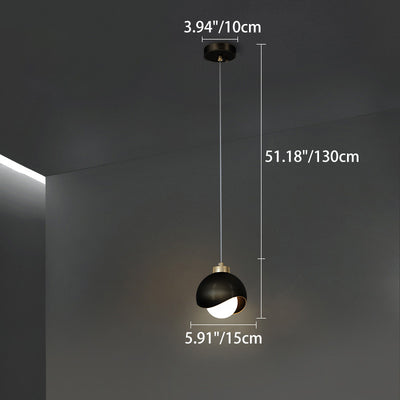 Contemporary Scandinavian Spherical Glass Iron 1-Light Pendant Light For Bedroom