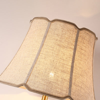 Traditional Chinese Hand-Painted Ceramic Base Copper Fabric 1-Light Table Lamp For Living Room