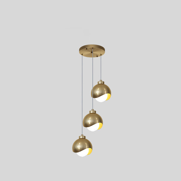 Contemporary Scandinavian Spherical Glass Crystal Iron 3-light Chandelier For Bedroom