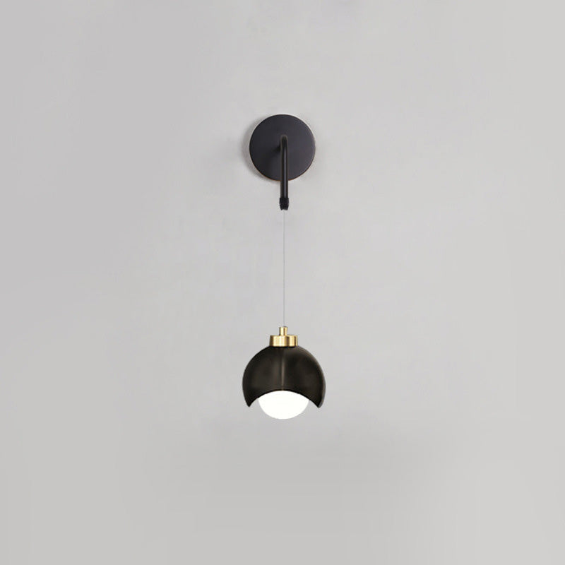 Contemporary Scandinavian Spherical Glass Iron 1-Light Wall Sconce Lamp For Bedroom