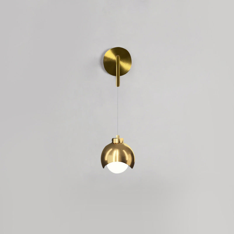 Contemporary Scandinavian Spherical Glass Iron 1-Light Wall Sconce Lamp For Bedroom