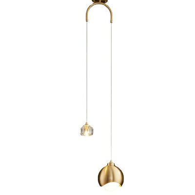 Contemporary Scandinavian Spherical Glass Crystal Iron 2-light Pendant Light For Bedroom