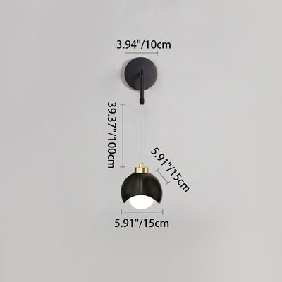 Contemporary Scandinavian Spherical Glass Iron 1-Light Wall Sconce Lamp For Bedroom