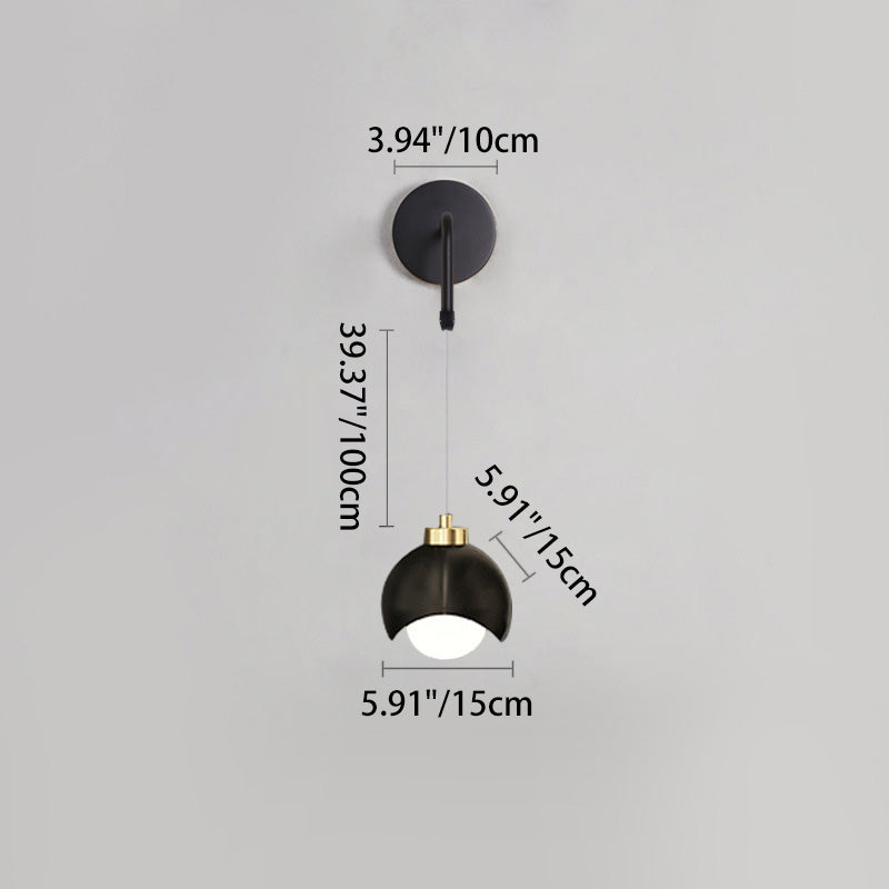 Contemporary Scandinavian Spherical Glass Iron 1-Light Wall Sconce Lamp For Bedroom