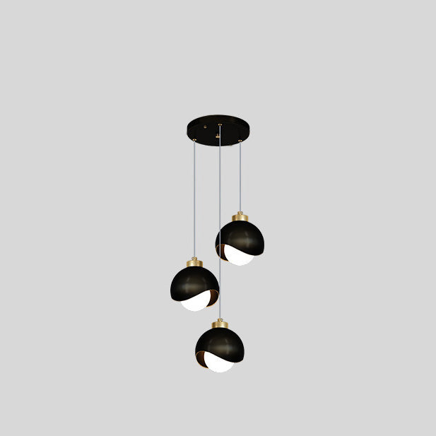 Contemporary Scandinavian Spherical Glass Crystal Iron 3-light Chandelier For Bedroom