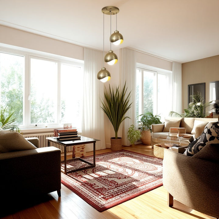 Zeitgenössischer skandinavischer kugelförmiger Glas-Kristall-Eisen 3-Licht-Kronleuchter für das Schlafzimmer 