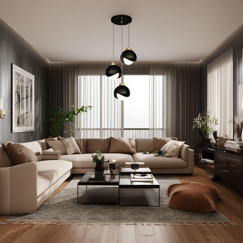 Contemporary Scandinavian Spherical Glass Crystal Iron 3-light Chandelier For Bedroom
