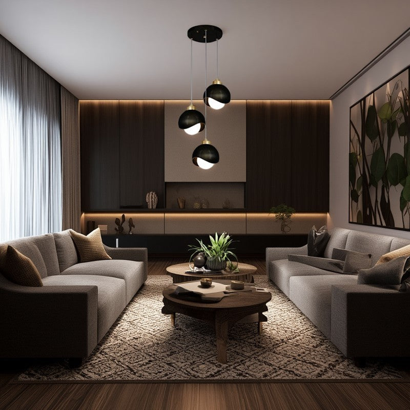 Contemporary Scandinavian Spherical Glass Crystal Iron 3-light Chandelier For Bedroom