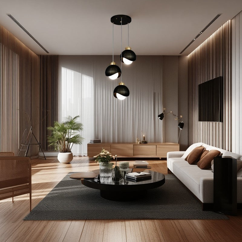 Zeitgenössischer skandinavischer kugelförmiger Glas-Kristall-Eisen 3-Licht-Kronleuchter für das Schlafzimmer 