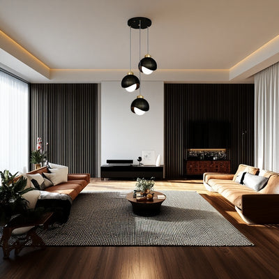 Contemporary Scandinavian Spherical Glass Crystal Iron 3-light Chandelier For Bedroom