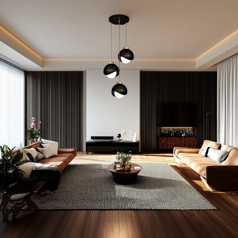 Contemporary Scandinavian Spherical Glass Crystal Iron 3-light Chandelier For Bedroom