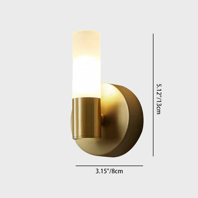 Modern Art Deco Cylindrical Acrylic Copper 1/2 Light Wall Scone Lamp For Bedroom