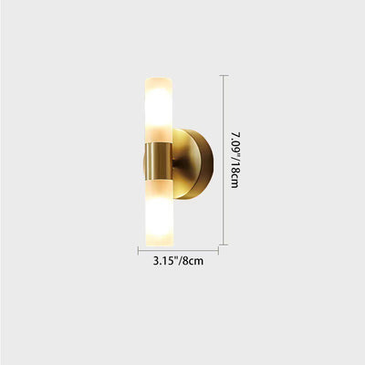 Modern Art Deco Cylindrical Acrylic Copper 1/2 Light Wall Scone Lamp For Bedroom