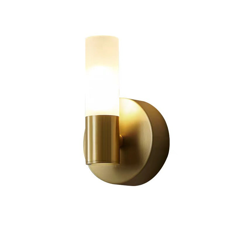 Moderne Art Deco Zylindrische Acryl-Kupfer 1/2 Licht Wandleuchte für Schlafzimmer 